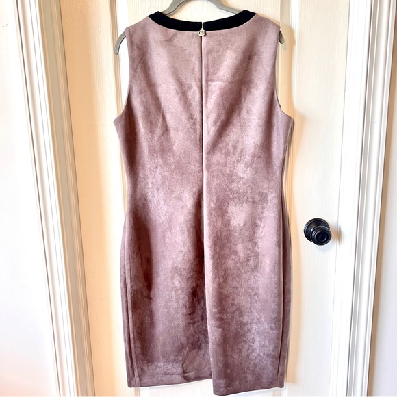 TOMMY HILFIGER Faux Suede Microfiber Sleeveless Asymmetrical Sheath Dress—SZ. 12 - Picture 8 of 11